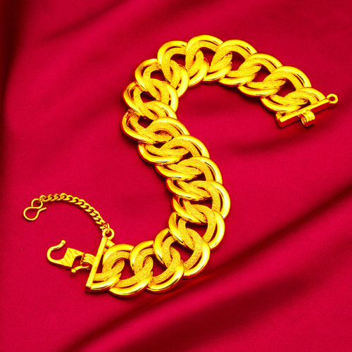 越南沙金男士霸氣寬邊手鏈20毫米寬男士手鏈手串寬邊手鏈