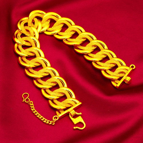 越南沙金男士霸氣寬邊手鏈20毫米寬男士手鏈手串寬邊手鏈