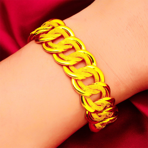 越南沙金男士霸氣寬邊手鏈20毫米寬男士手鏈手串寬邊手鏈
