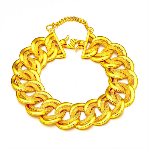 越南沙金男士霸氣寬邊手鏈20毫米寬男士手鏈手串寬邊手鏈