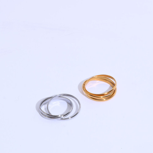 無縫三環戒指 鈦鋼電鍍18k金