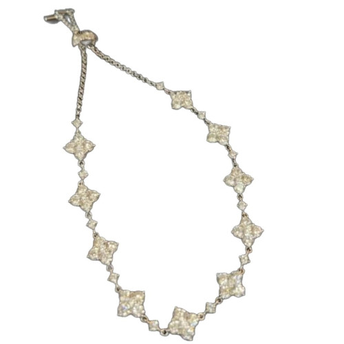 高級感女款精緻四葉草鋯石爆閃曡戴輕奢可調節手鏈女式飾品