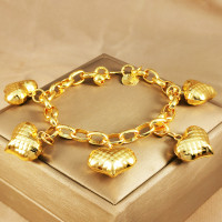中東輕奢個性氣質雙色銅鍍24k金白K馬來西亞網紅桃心手鏈