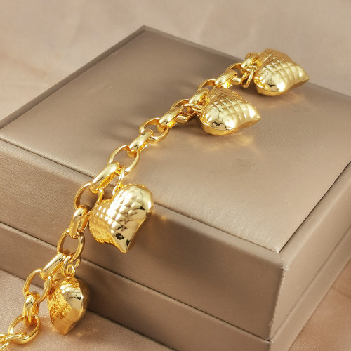 中東輕奢個性氣質雙色銅鍍24k金白K馬來西亞網紅桃心手鏈 中東輕奢個性氣質雙色銅鍍24k金白K馬來西亞網紅桃心手鏈