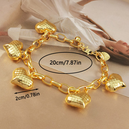 中東輕奢個性氣質雙色銅鍍24k金白K馬來西亞網紅桃心手鏈 中東輕奢個性氣質雙色銅鍍24k金白K馬來西亞網紅桃心手鏈