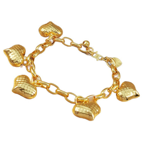 中東輕奢個性氣質雙色銅鍍24k金白K馬來西亞網紅桃心手鏈 中東輕奢個性氣質雙色銅鍍24k金白K馬來西亞網紅桃心手鏈