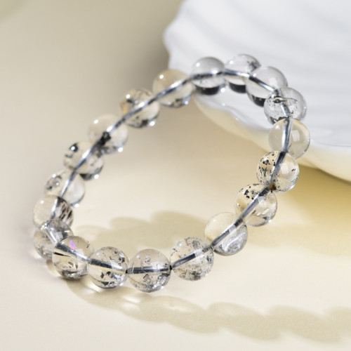 七禧珠寶水晶閃靈鑽圓珠手鏈閃靈幸運石手串可塘