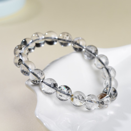 七禧珠寶水晶閃靈鑽圓珠手鏈閃靈幸運石手串可塘