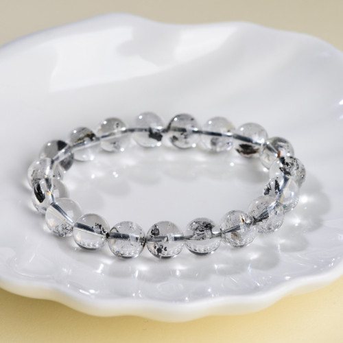 七禧珠寶水晶閃靈鑽圓珠手鏈閃靈幸運石手串可塘