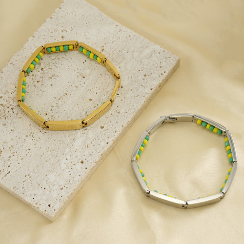 歐美時尚18K不鏽鋼珠子手鏈女個性鈦鋼百搭女款手環手鐲飾品