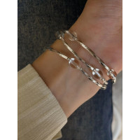 S925銀小清新小紅書爆款單層雙層三層白水晶拼接銀琯純銀手鏈