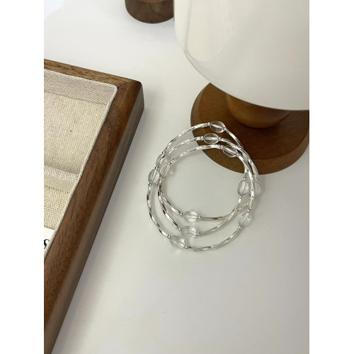 S925銀小清新小紅書爆款單層雙層三層白水晶拼接銀琯純銀手鏈