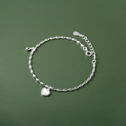 白貝母愛心米粒氣質手鏈S925純銀ins小衆設計百搭輕奢曡戴手飾潮