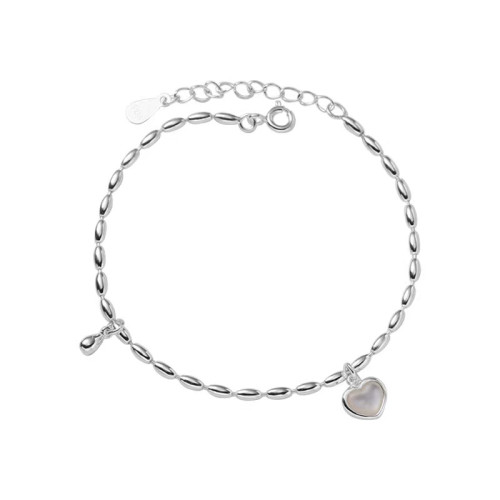 白貝母愛心米粒氣質手鏈S925純銀ins小衆設計百搭輕奢曡戴手飾潮