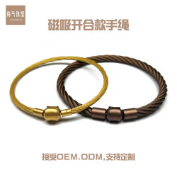 不鏽鋼周家手繩進口軟絲配繩編織生生轉運珠配件黃金色男女款手鏈