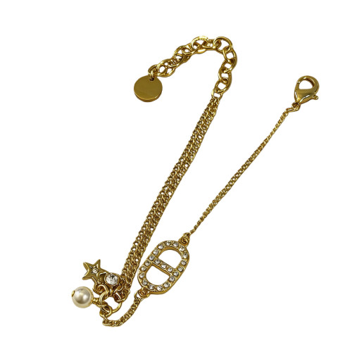 實拍新款高品質字母豬鼻子珍珠手鏈女滿鑽星星手飾女