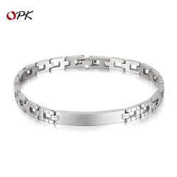 OPK手鏈男不鏽鋼個性光面彎牌時尚潮流錶帶式鈦鋼手飾