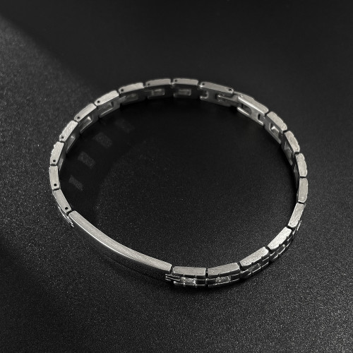 OPK手鏈男不鏽鋼個性光面彎牌時尚潮流錶帶式鈦鋼手飾