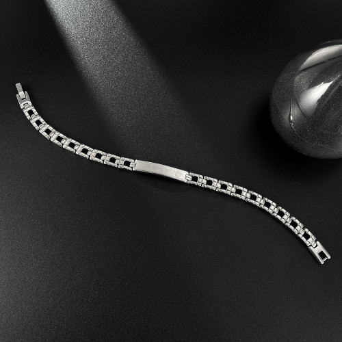 OPK手鏈男不鏽鋼個性光面彎牌時尚潮流錶帶式鈦鋼手飾