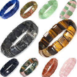 歐美爆款 天然石頭珠子手鏈男女虎石白松石彈力手串手牌