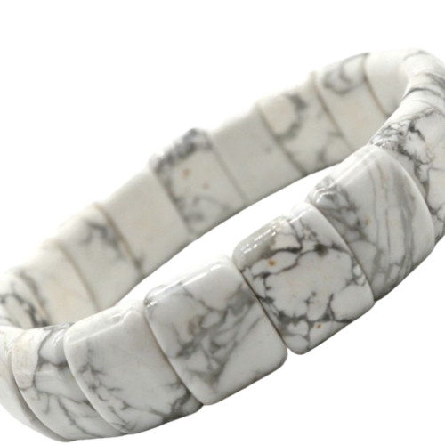 歐美爆款 天然石頭珠子手鏈男女虎石白松石彈力手串手牌