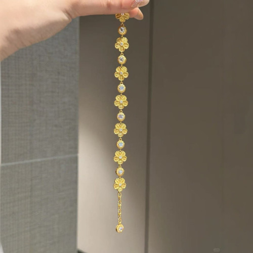 小紅書爆款刺綉小金花手鏈古法金色拉絲泡泡鑽花朵手鏈小衆設計