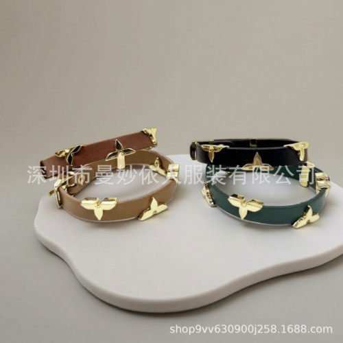 輕奢個性歐美真皮革手鏈高級感女冷淡風百搭經典流行星星手環