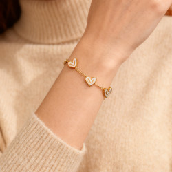 不鏽鋼手鏈個性時尚氣質百搭愛心流蘇滴油鍍18K金保色手飾