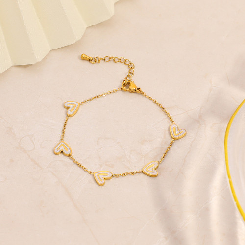 不鏽鋼手鏈個性時尚氣質百搭愛心流蘇滴油鍍18K金保色手飾