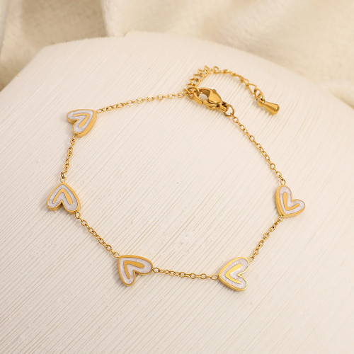 不鏽鋼手鏈個性時尚氣質百搭愛心流蘇滴油鍍18K金保色手飾