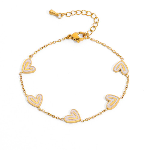 不鏽鋼手鏈個性時尚氣質百搭愛心流蘇滴油鍍18K金保色手飾