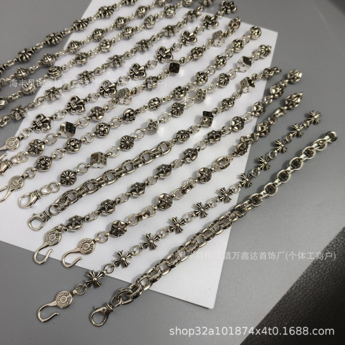 克羅伈手鏈S925標骰子寶劍十字花男女手飾歐美復古情侶芒星情侶鏈