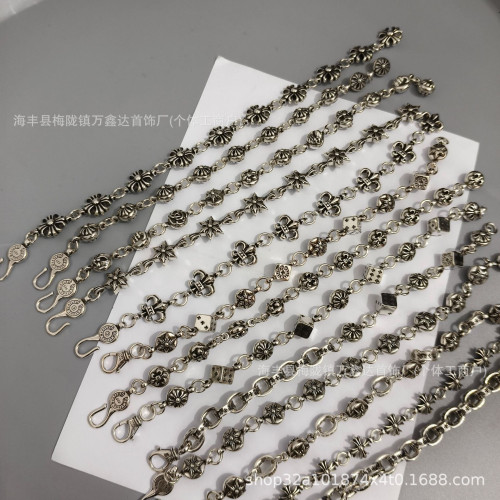 克羅伈手鏈S925標骰子寶劍十字花男女手飾歐美復古情侶芒星情侶鏈