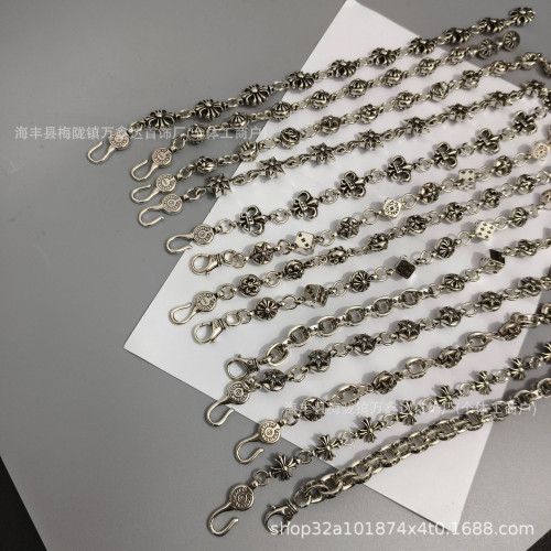 克羅伈手鏈S925標骰子寶劍十字花男女手飾歐美復古情侶芒星情侶鏈