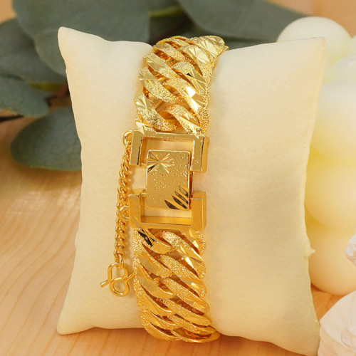 24K鍍金中東18N批花男士女士奢華手鏈批花手鏈適合節日派對禮物