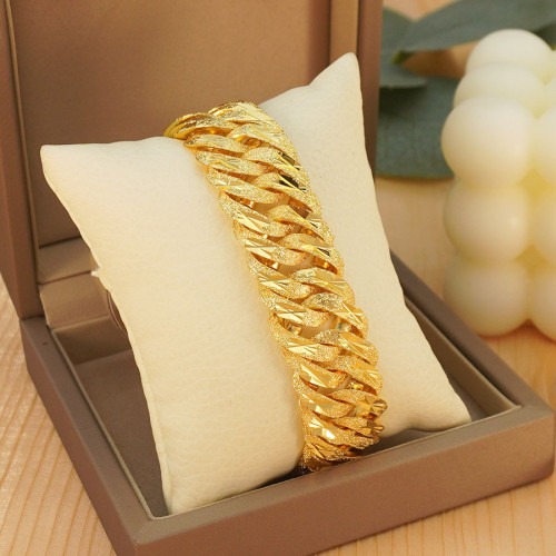 24K鍍金中東18N批花男士女士奢華手鏈批花手鏈適合節日派對禮物