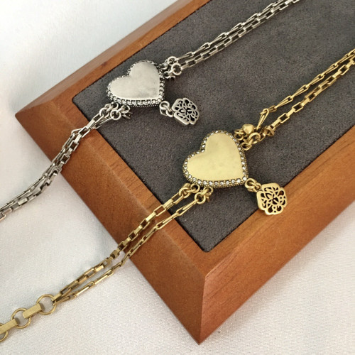 鬼才麥家新款心形雙層手鏈女高級感個性氣質龐克風愛心印章手環 鬼才麥家新款心形雙層手鏈女高級感個性氣質龐克風愛心印章手環