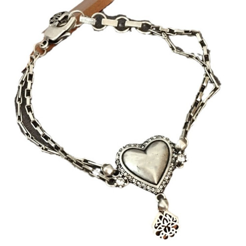 鬼才麥家新款心形雙層手鏈女高級感個性氣質龐克風愛心印章手環 鬼才麥家新款心形雙層手鏈女高級感個性氣質龐克風愛心印章手環