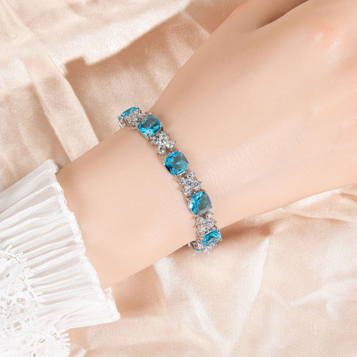 亮雅麗人幾何方塊鋯石手鏈時尚通勤鑲鑽奢華手鏈宴會禮服配飾