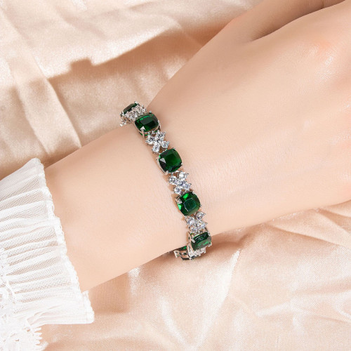 亮雅麗人幾何方塊鋯石手鏈時尚通勤鑲鑽奢華手鏈宴會禮服配飾