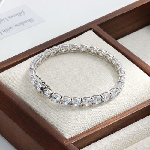 高級感網球鏈滿鑽手鏈單排鋯石歐美嘻哈時尚男女飾品