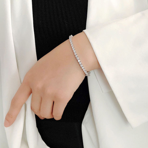 高級感網球鏈滿鑽手鏈單排鋯石歐美嘻哈時尚男女飾品