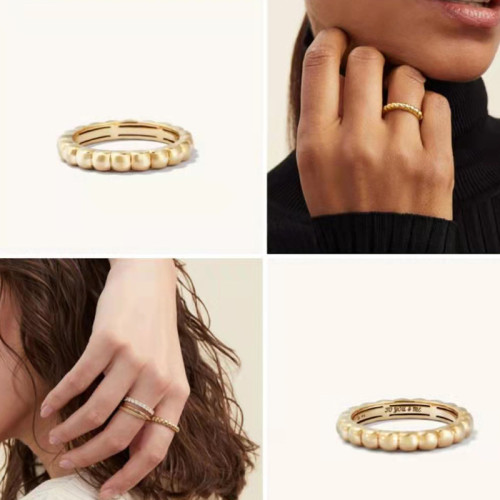 窄款小麵包戒指 鈦鋼電鍍18k金