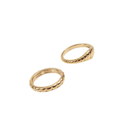 窄款小麵包戒指 鈦鋼電鍍18k金