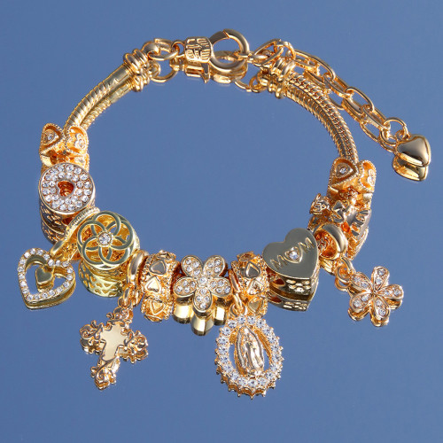 潘家DIY藍色惡魔之眼琉璃鑲鑽星星手飾精緻搭配潮流個性手鏈