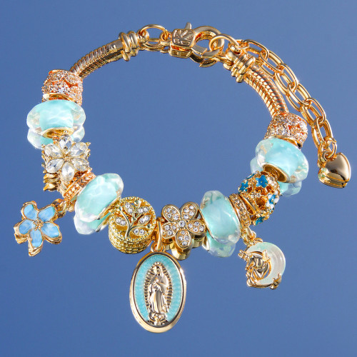 潘家DIY藍色惡魔之眼琉璃鑲鑽星星手飾精緻搭配潮流個性手鏈