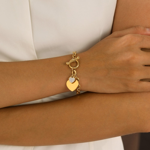 OPK飾品歐美時尚ins愛心不鏽鋼首飾個性OT釦高級感鈦鋼手鏈女