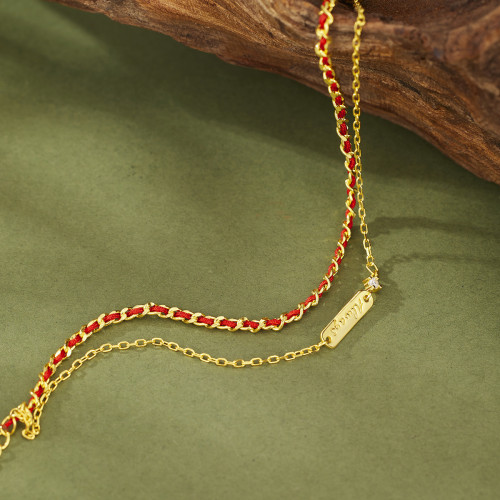 新款幸運紅繩雙層手鏈新中式國潮手工編製紅繩手飾女小衆輕奢飾品