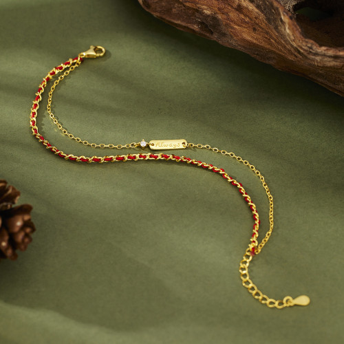 新款幸運紅繩雙層手鏈新中式國潮手工編製紅繩手飾女小衆輕奢飾品