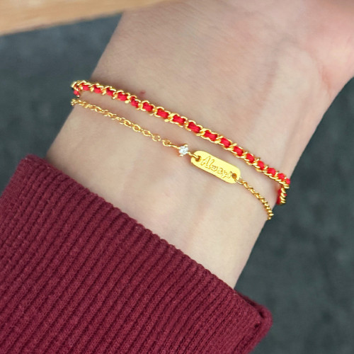 新款幸運紅繩雙層手鏈新中式國潮手工編製紅繩手飾女小衆輕奢飾品